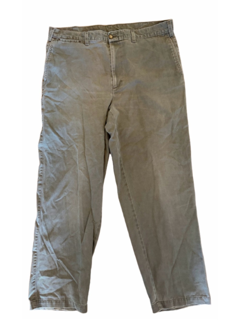 Men's Haggar Chino Pants Size 36x29 Green Cotton Trousers